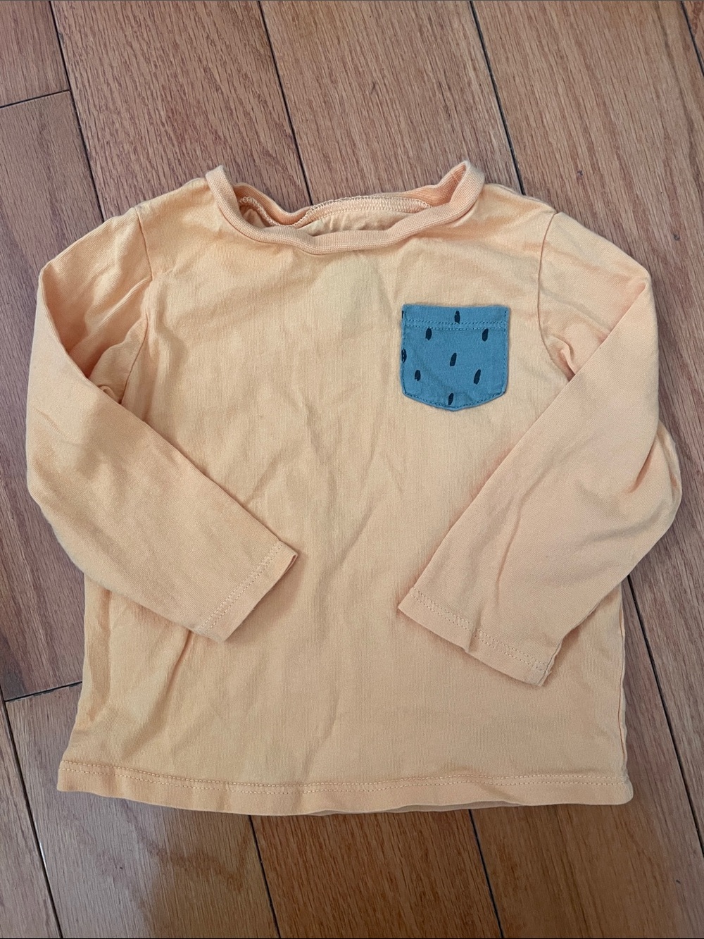 First Impressions Peach Long-Sleeve Tee with Blue Pocket
